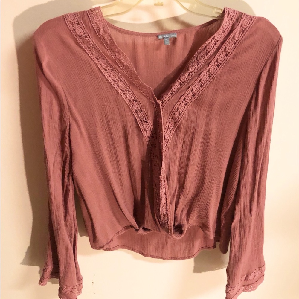 Rose Charlotte Russe Long Sleeve Top